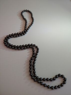 Polished Hematite Bead Necklace — Dark Gray With Sterling Length Adjuster